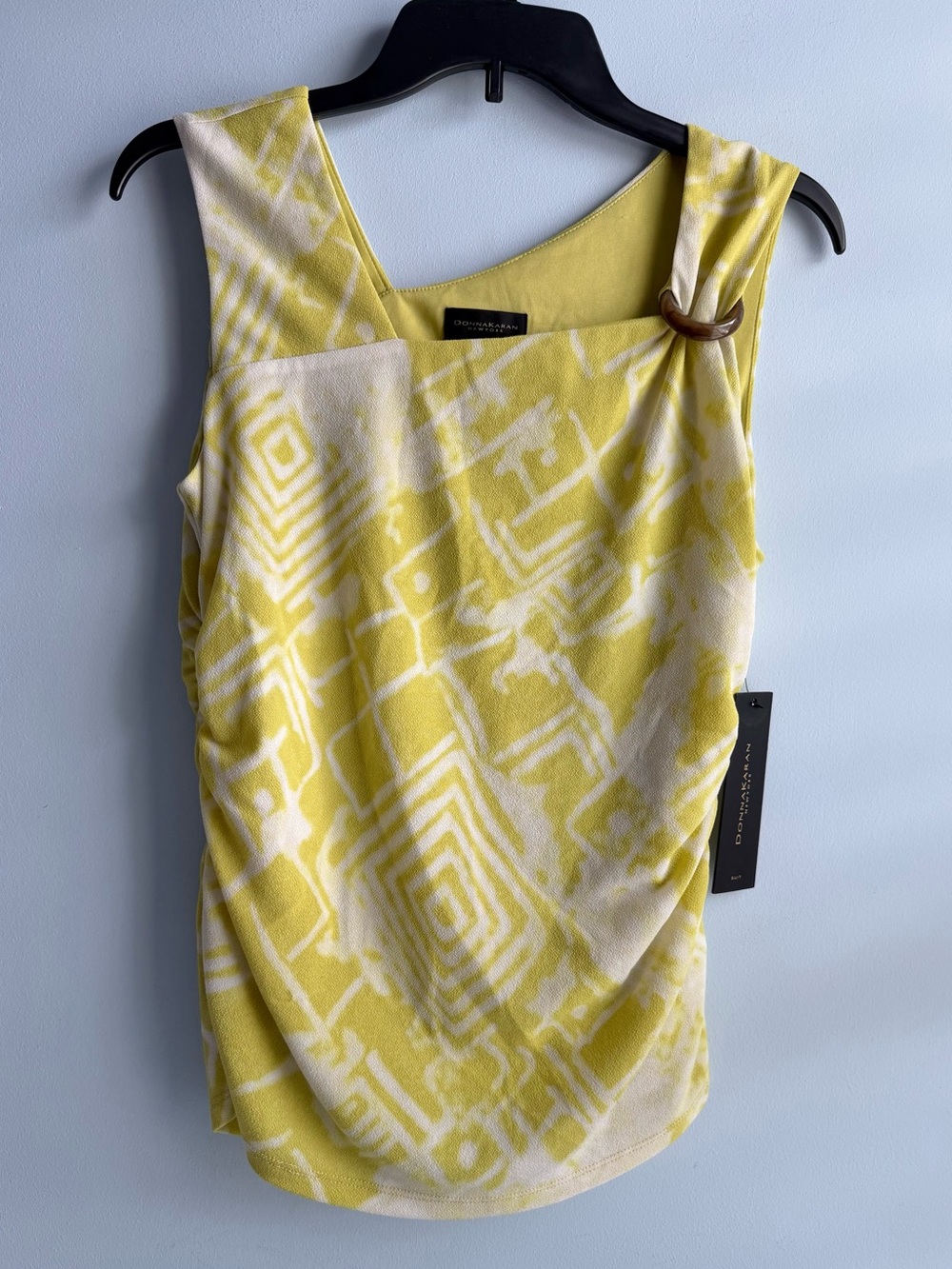 Donna Karan New York Women's Asymmetrical Printed Mesh Top Size Small